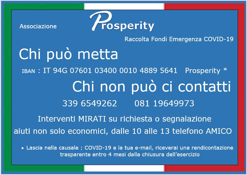 Prosperity Raccolta Fondi Covid